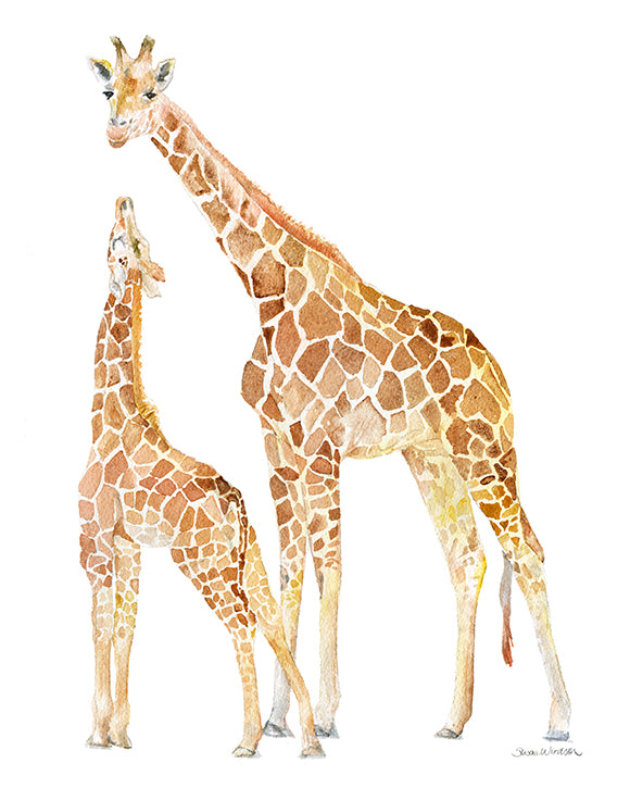 mother and baby giraffe clip art