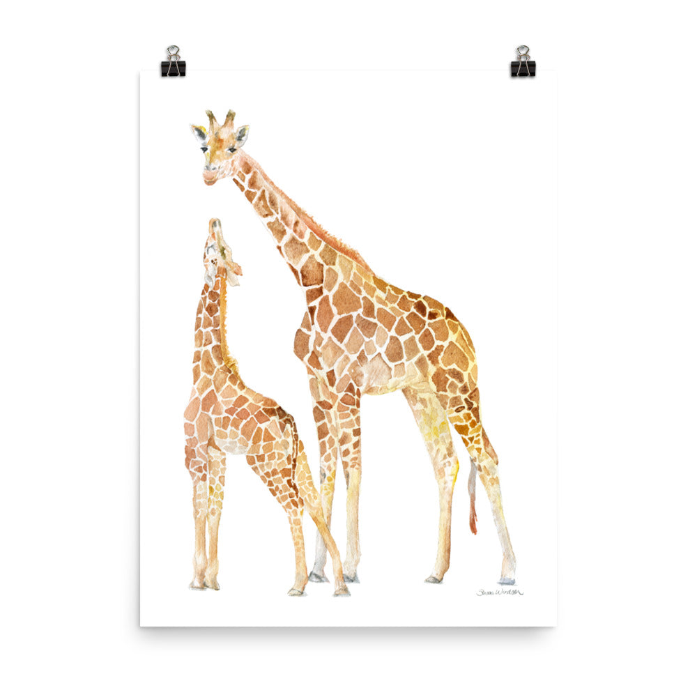 mother and baby giraffe paintings