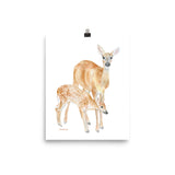 Mother and Baby Deer Watercolor