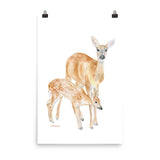 Mother and Baby Deer Watercolor