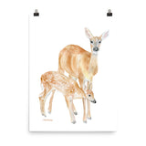 Mother and Baby Deer Watercolor