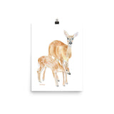 Mother and Baby Deer Watercolor