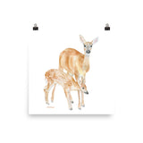 Mother and Baby Deer Watercolor